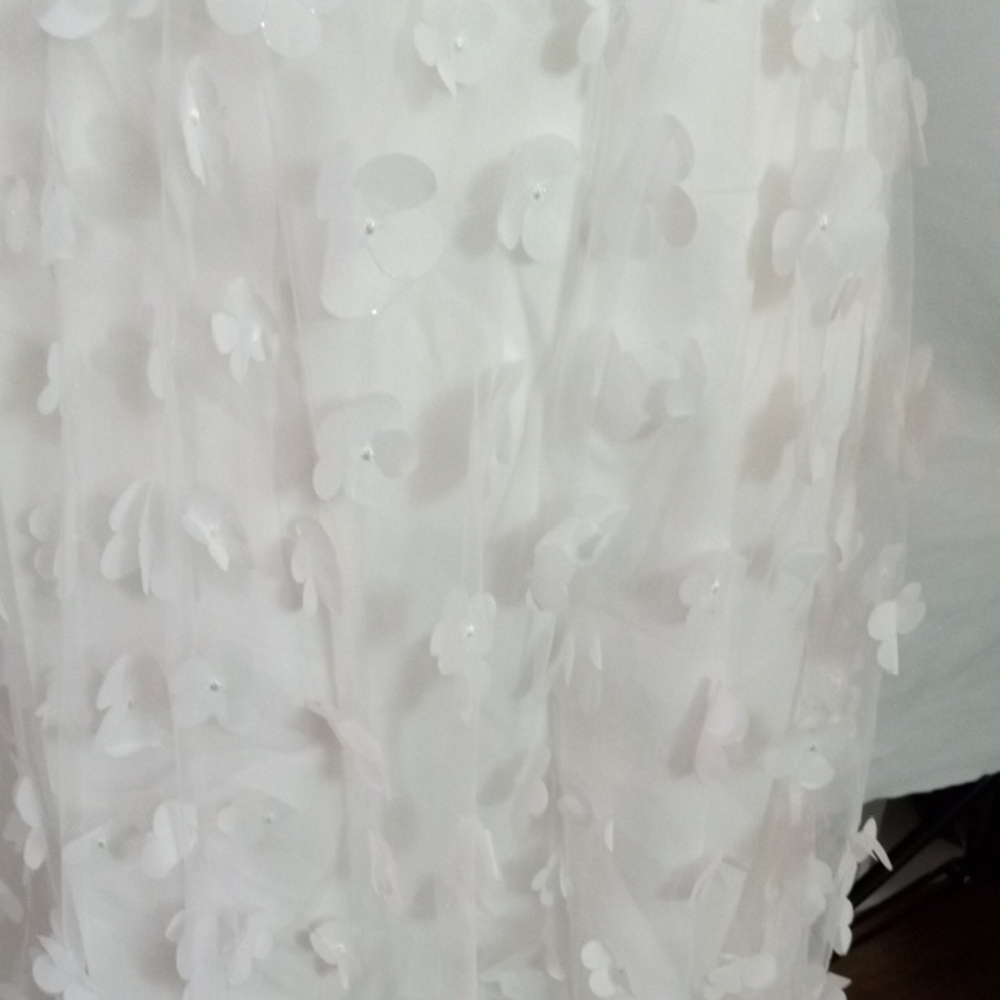 IDOPIP White  3D Floral Midi Dress L - Picture 7 of 12